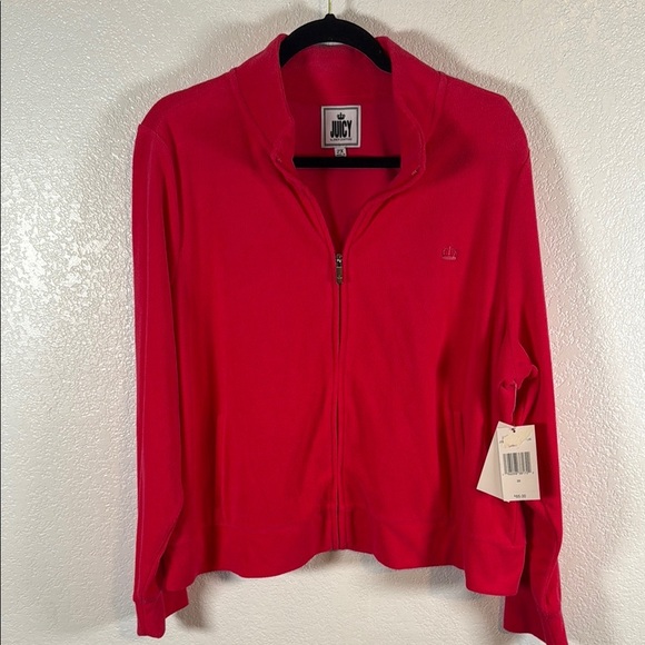 Juicy by Juicy Couture Pink Terry Cloth Full Zip Track Jacket Size 2X NWT Y2K - Picture 1 of 8